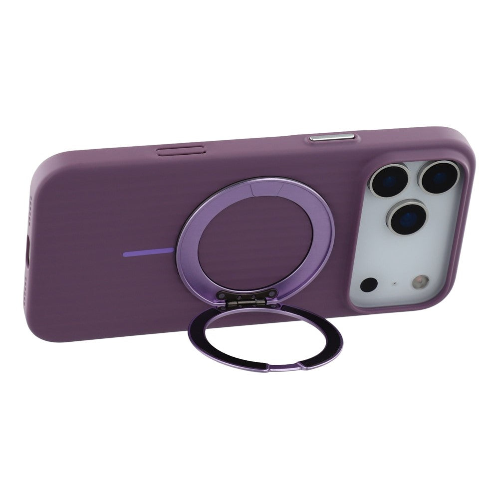 KIGC For iPhone 17 Pro Max Magnetic Case with Rotating Kickstand Hard PC Phone Back Cover - Purple