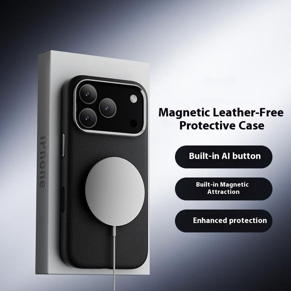 X-LEVEL For iPhone 17 Pro Max Case Compatible with MagSafe PU Leather Hard PC Phone Cover - Black