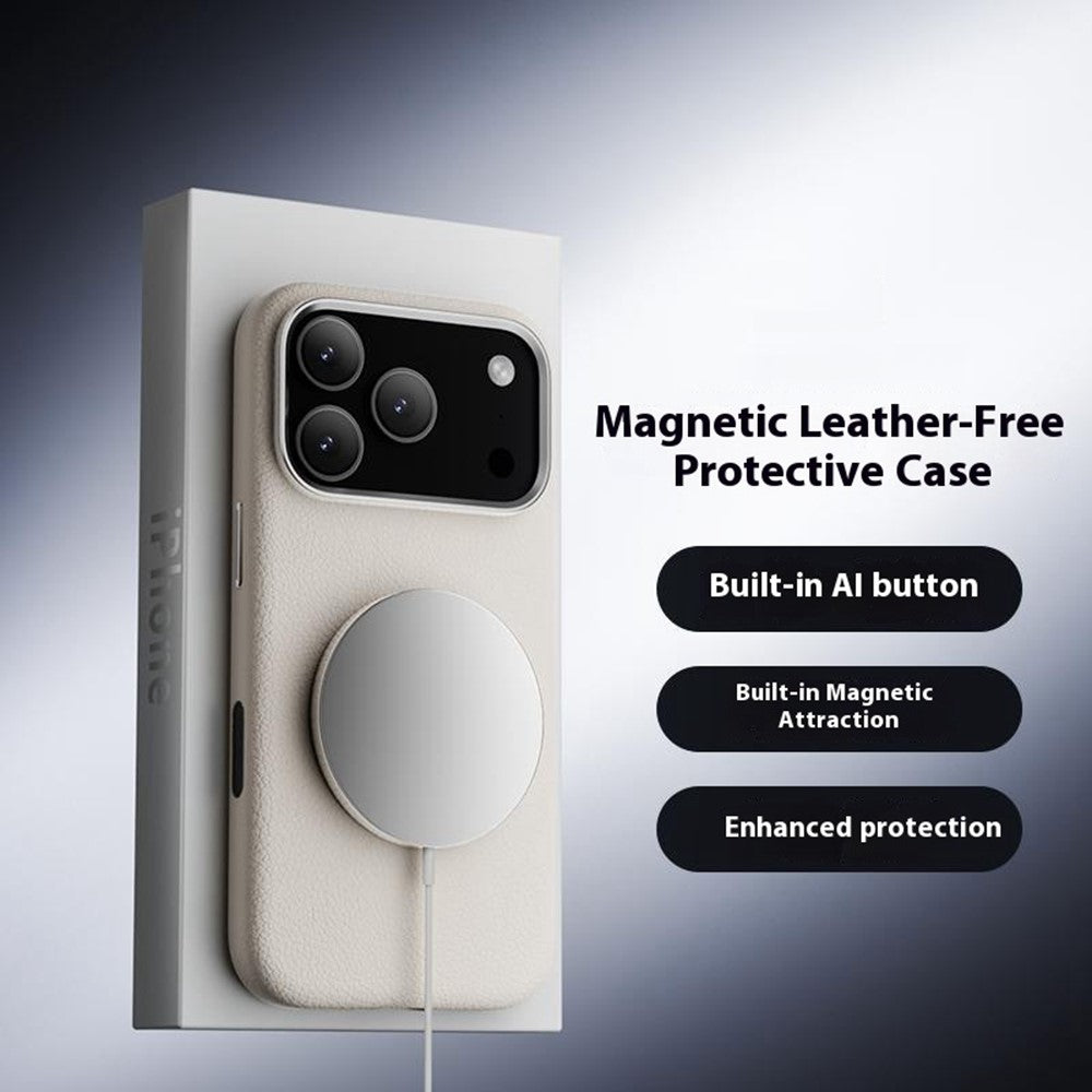 X-LEVEL For iPhone 17 Pro Max Case Compatible with MagSafe PU Leather Hard PC Phone Cover - White