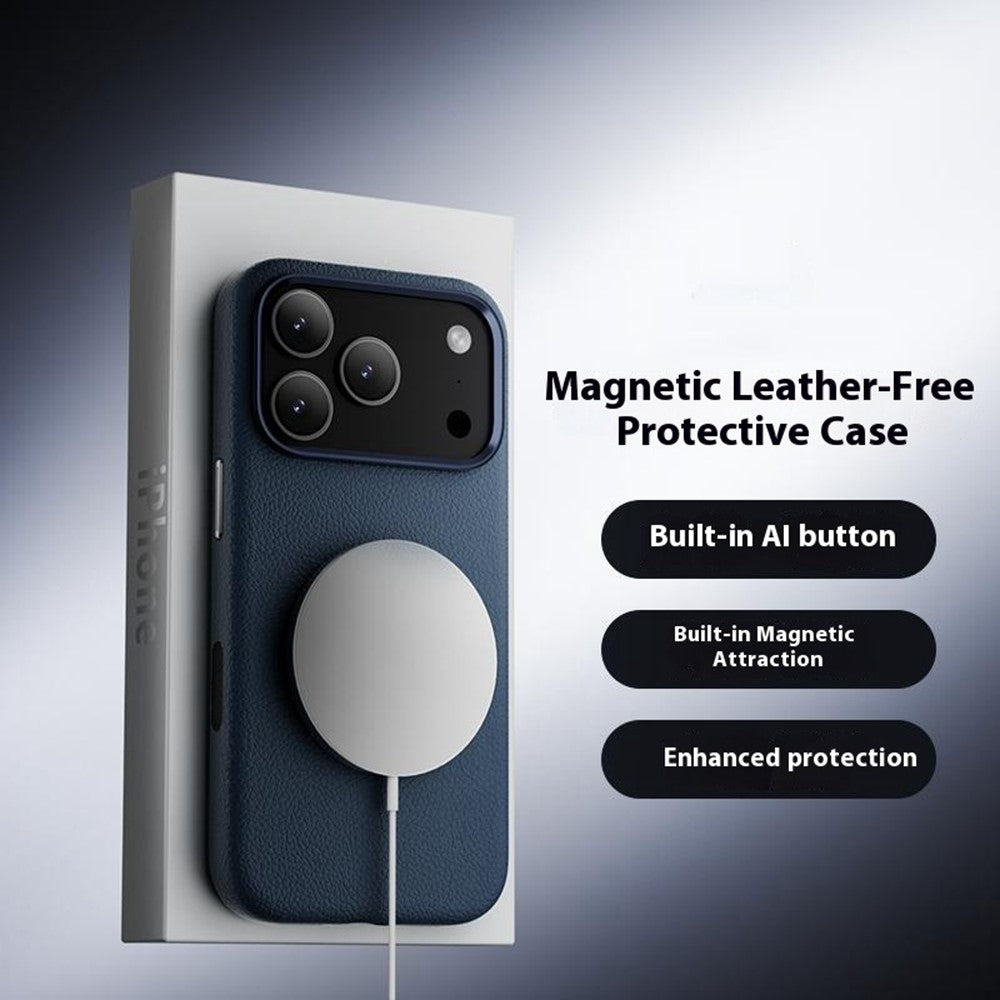 X-LEVEL For iPhone 17 Pro Max Case Compatible with MagSafe PU Leather Hard PC Phone Cover - Blue