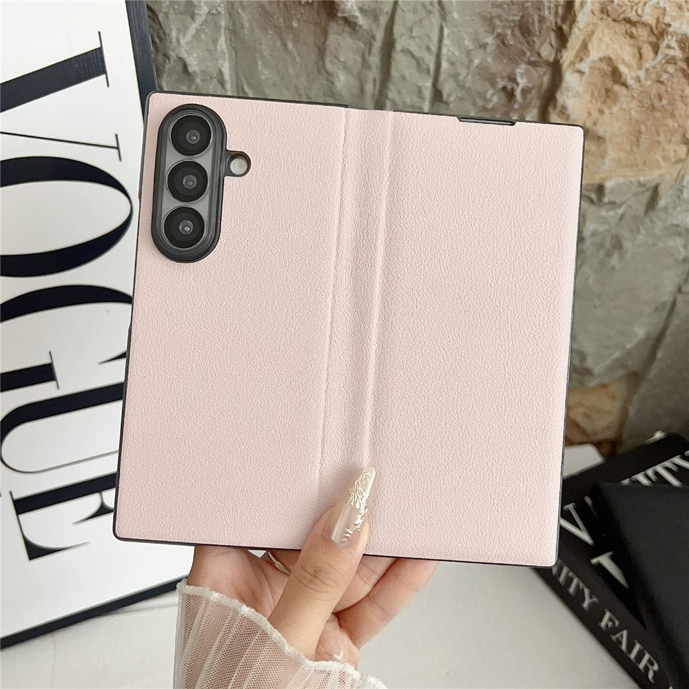 For Samsung Galaxy Z Fold7 5G Case Simple Design Shockproof PU + PC Phone Back Cover - Pink
