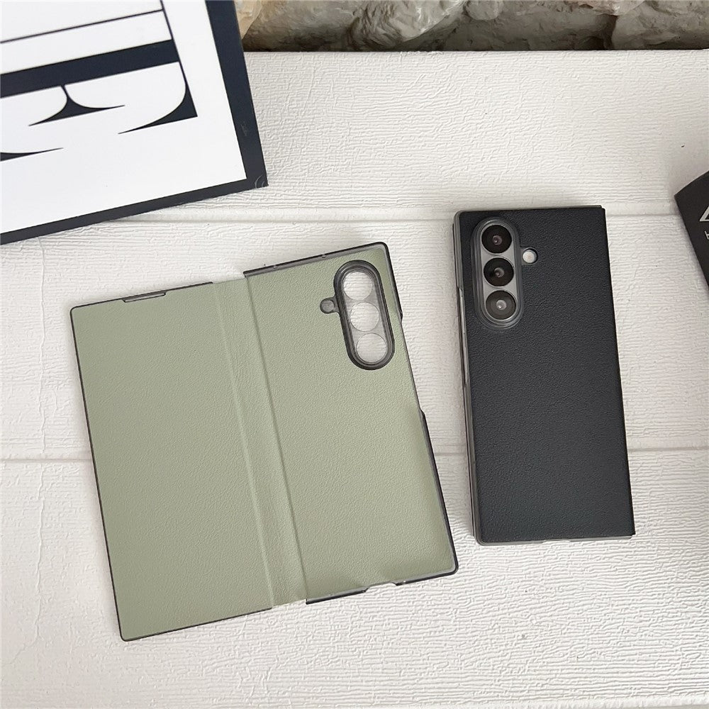 For Samsung Galaxy Z Fold7 5G Case Simple Design Shockproof PU + PC Phone Back Cover - Black