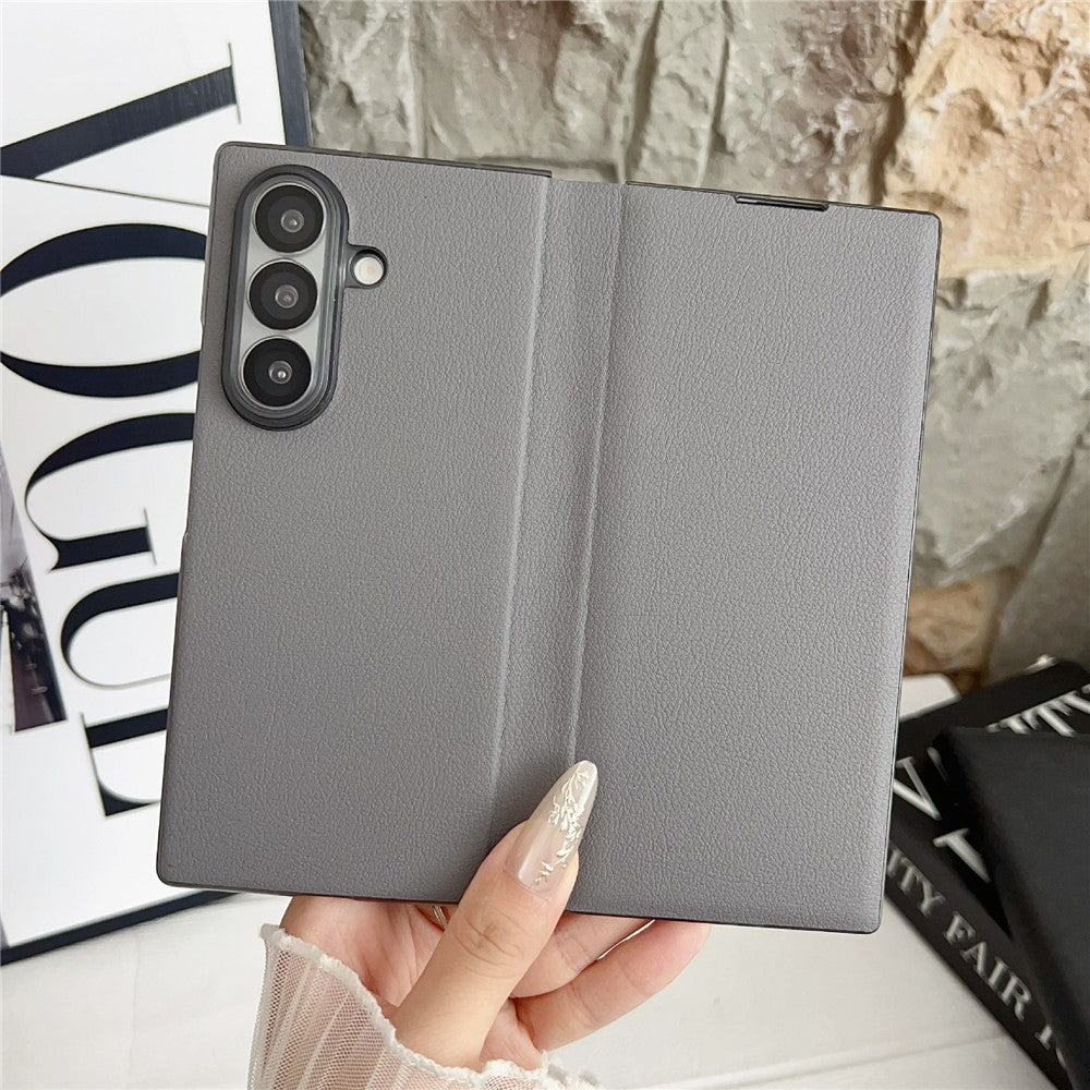 For Samsung Galaxy Z Fold7 5G Case Simple Design Shockproof PU + PC Phone Back Cover - Grey