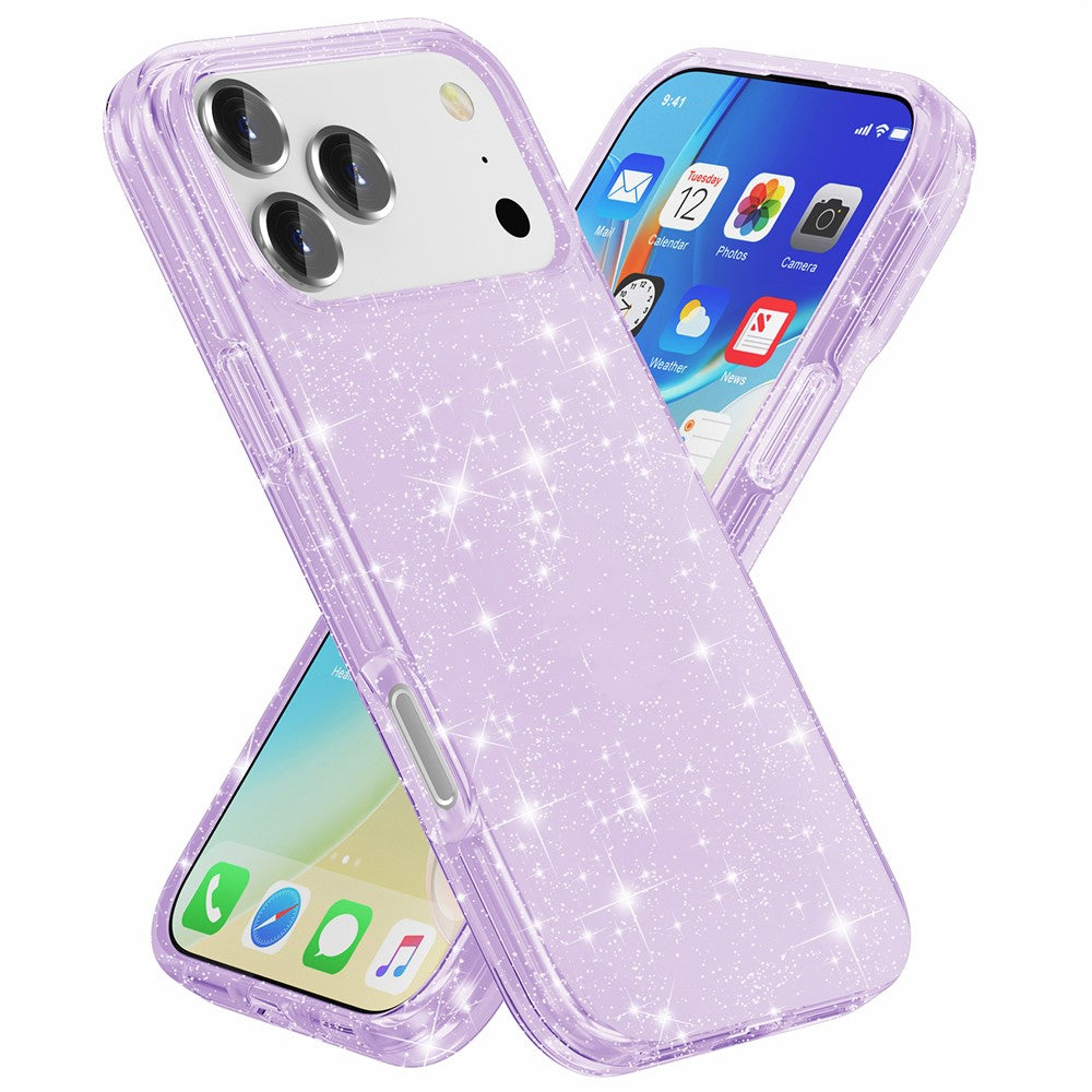 AMORUS For iPhone 17 Pro Max Case Soft TPU Hard PC Back Shockproof Phone Cover - Glitter Purple