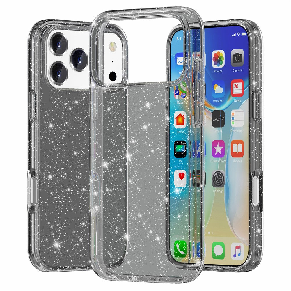 AMORUS For iPhone 17 Pro Max Case Soft TPU Hard PC Back Shockproof Phone Cover - Glitter Black