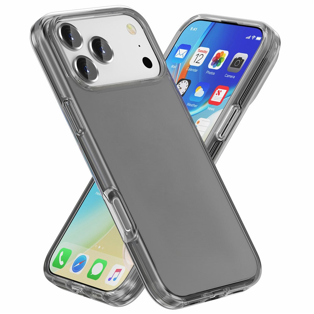 AMORUS For iPhone 17 Pro Max Case Soft TPU Hard PC Back Shockproof Phone Cover - Clear Black