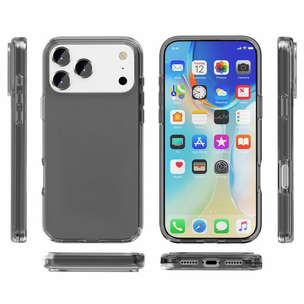 AMORUS For iPhone 17 Pro Max Case Soft TPU Hard PC Back Shockproof Phone Cover - Clear Black