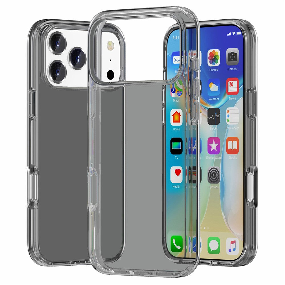 AMORUS For iPhone 17 Pro Max Case Soft TPU Hard PC Back Shockproof Phone Cover - Clear Black