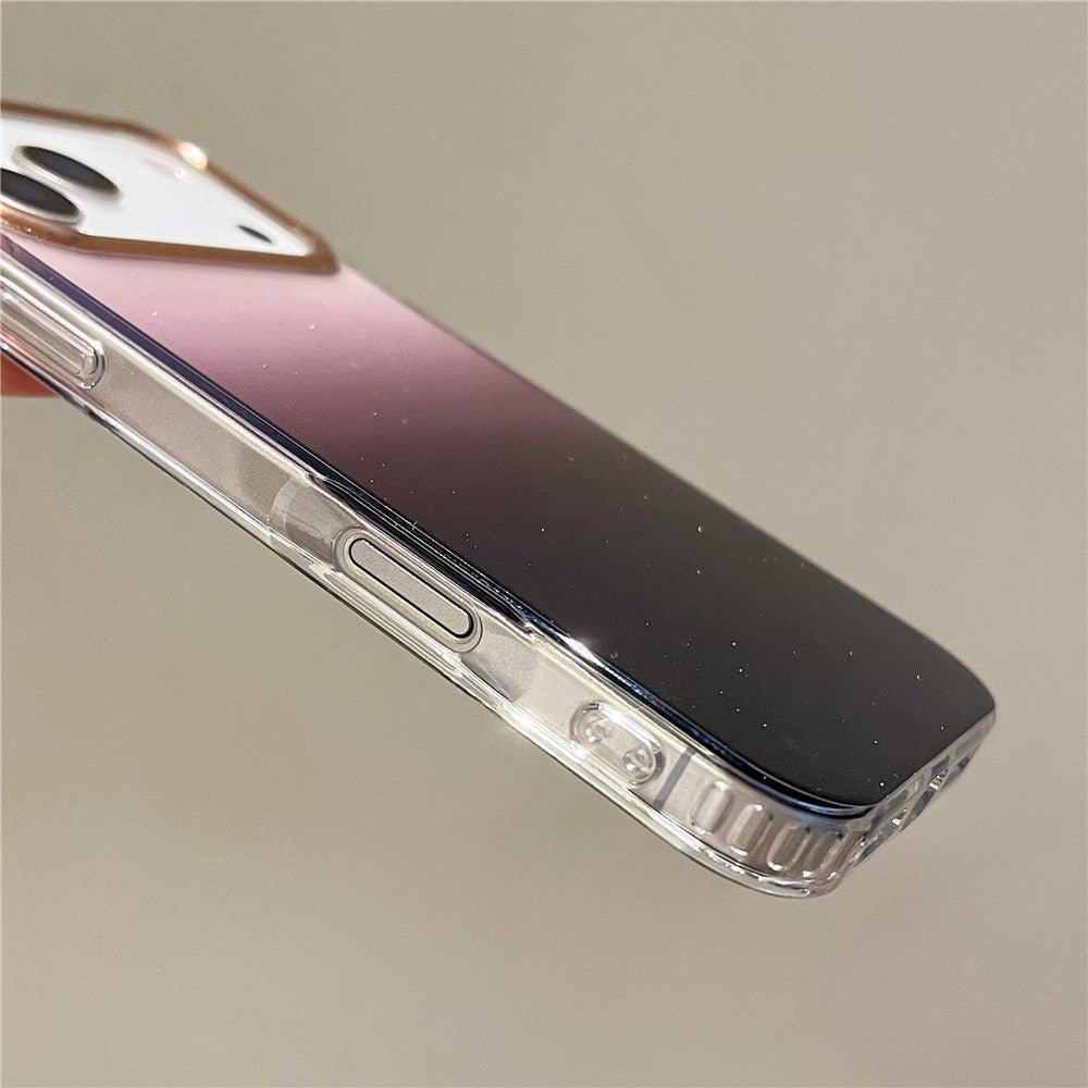 For iPhone 17 Pro Max Case Dual Color Gradient Electroplated Protective TPU Phone Cover - Black Clear