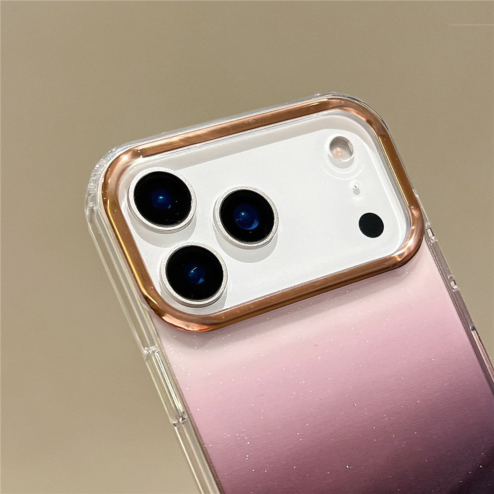 For iPhone 17 Pro Max Case Dual Color Gradient Electroplated Protective TPU Phone Cover - Black Purple