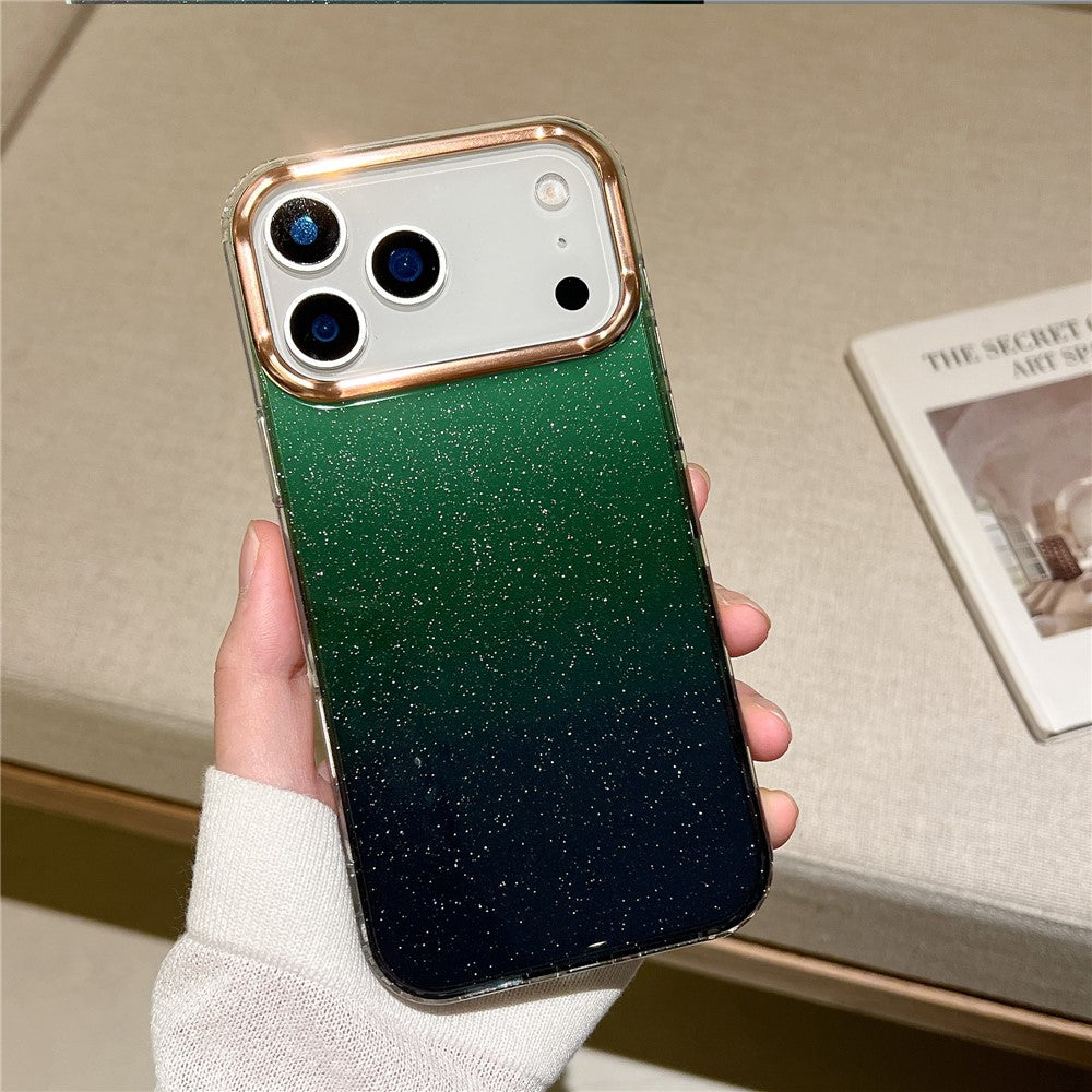 For iPhone 17 Pro Max Case Dual Color Gradient Electroplated Protective TPU Phone Cover - Black Green