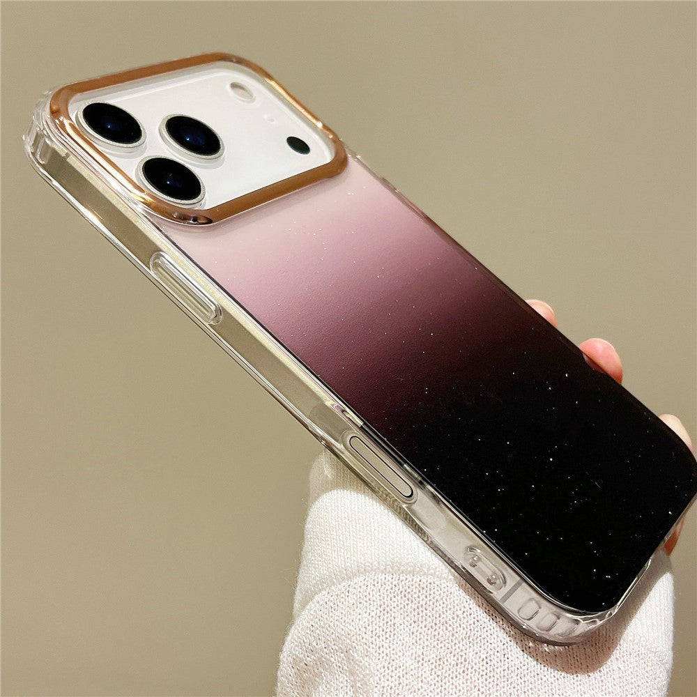 For iPhone 17 Pro Max Case Dual Color Gradient Electroplated Protective TPU Phone Cover - Black Red