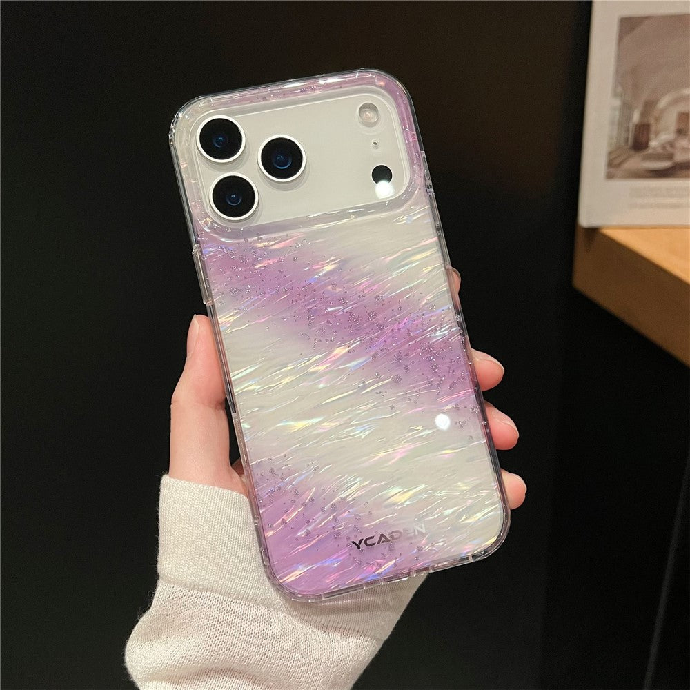 For iPhone 17 Pro Max Phone Case Starry Sky Design Protective Cover Flowing Cloud Pattern - Purple
