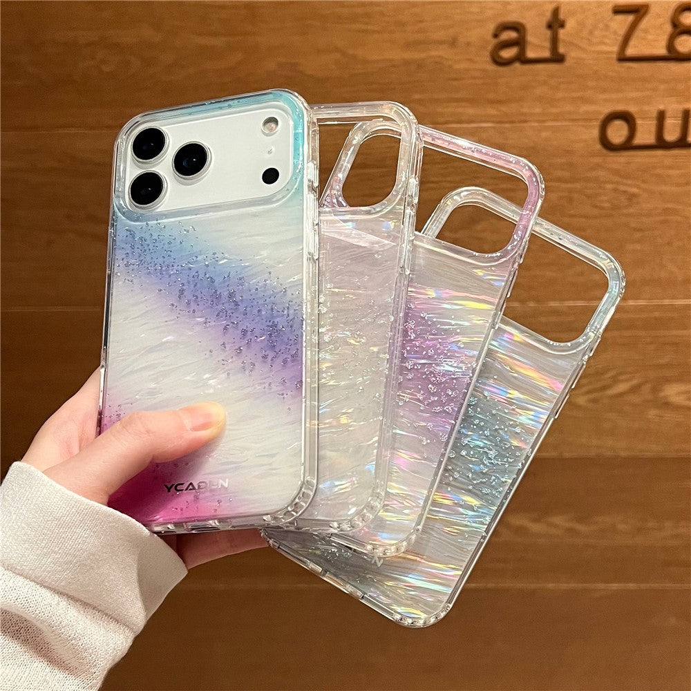 For iPhone 17 Pro Max Phone Case Starry Sky Design Protective Cover Flowing Cloud Pattern - Purple