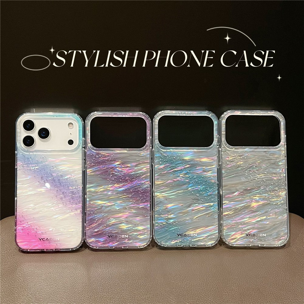 For iPhone 17 Pro Max Phone Case Starry Sky Design Protective Cover Flowing Cloud Pattern - Purple