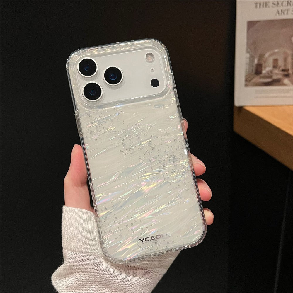 For iPhone 17 Pro Max Phone Case Starry Sky Design Protective Cover Flowing Cloud Pattern - White