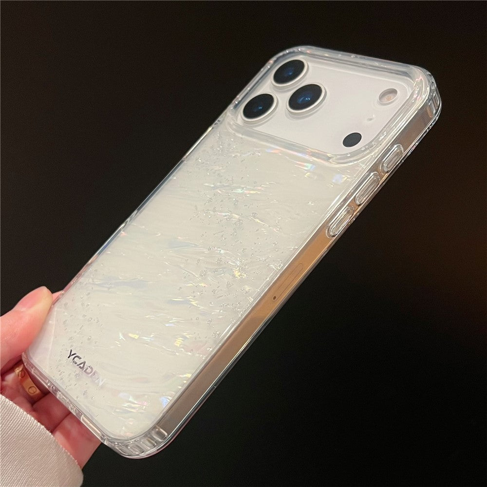 For iPhone 17 Pro Max Phone Case Starry Sky Design Protective Cover Flowing Cloud Pattern - White