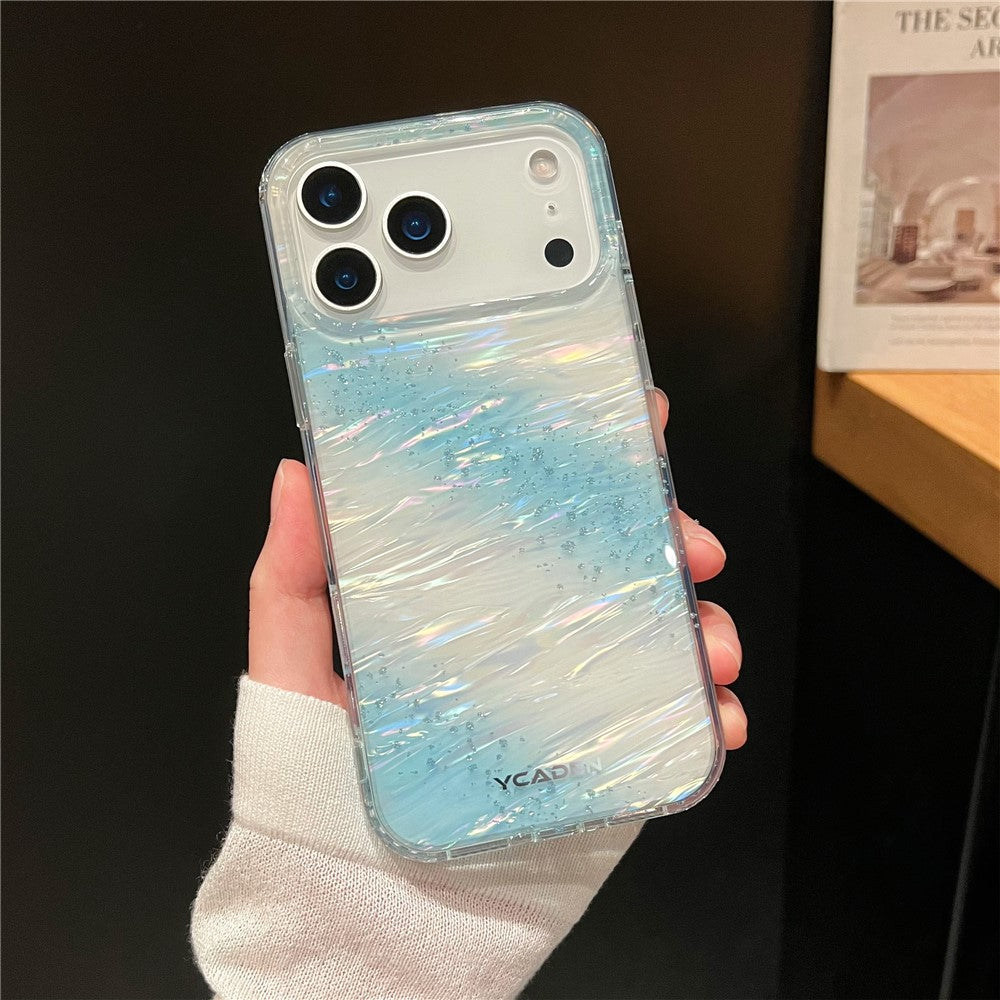 For iPhone 17 Pro Max Phone Case Starry Sky Design Protective Cover Flowing Cloud Pattern - Blue