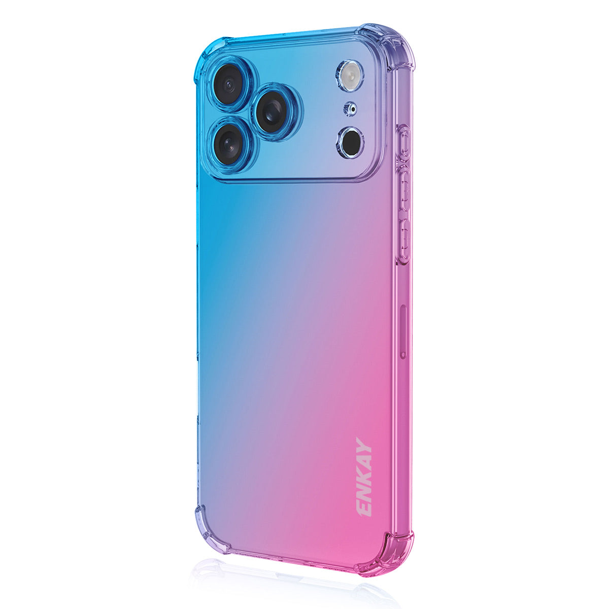 For iPhone 17 Pro Max TPU Case ENKAY Thickened Four Corner Drop-proof Phone Back Cover - Blue / Pink