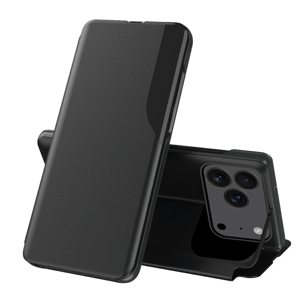 AMORUS For iPhone 17 Pro Max Case Folio Flip Stand PU Leather Phone Cover - Black