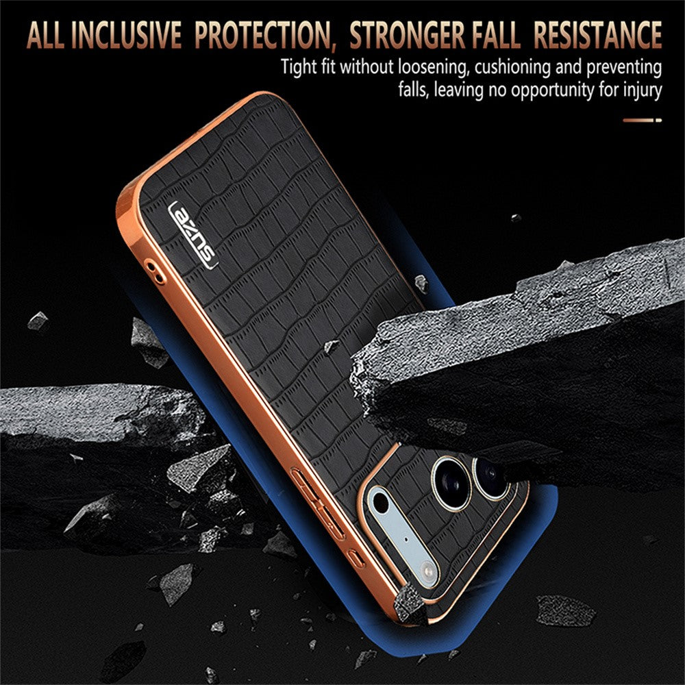 AZNS For iPhone 17 Pro Max Case Electroplating Crocodile Texture PU + TPU Phone Cover - Green