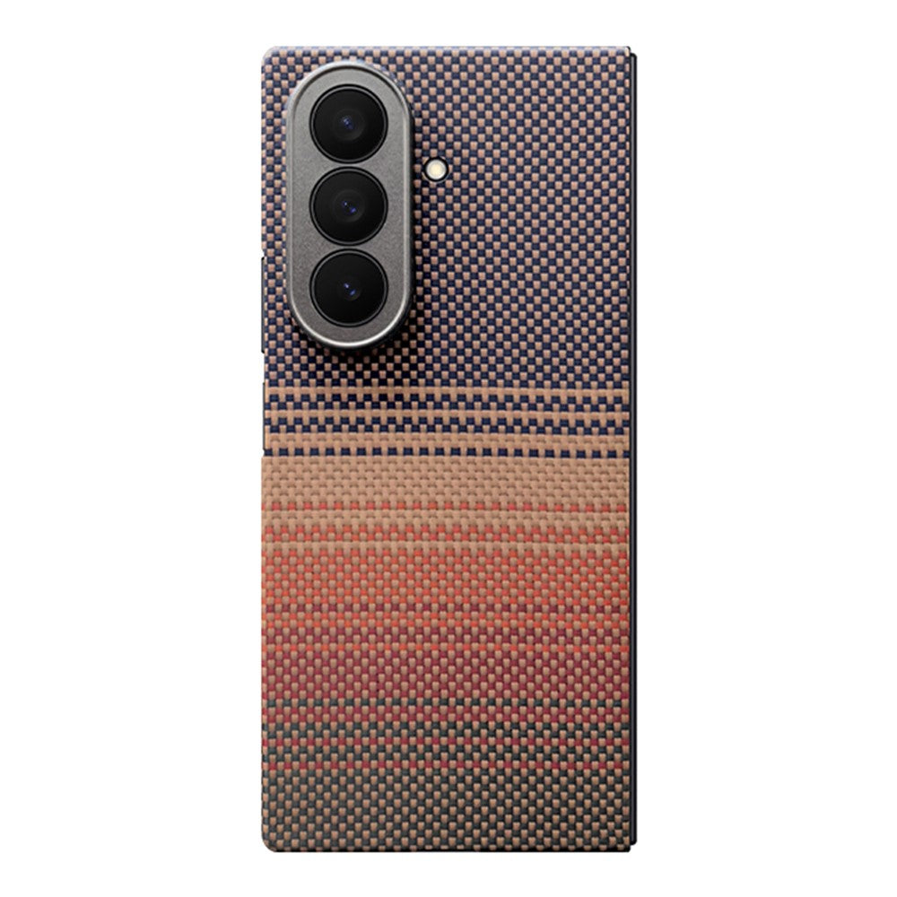 For Samsung Galaxy Z Fold7 5G Magnetic Case Precise Cutouts Gradient Aramid Fiber Folding Phone Cover with Metal Lens Frame - Sunset Yellow