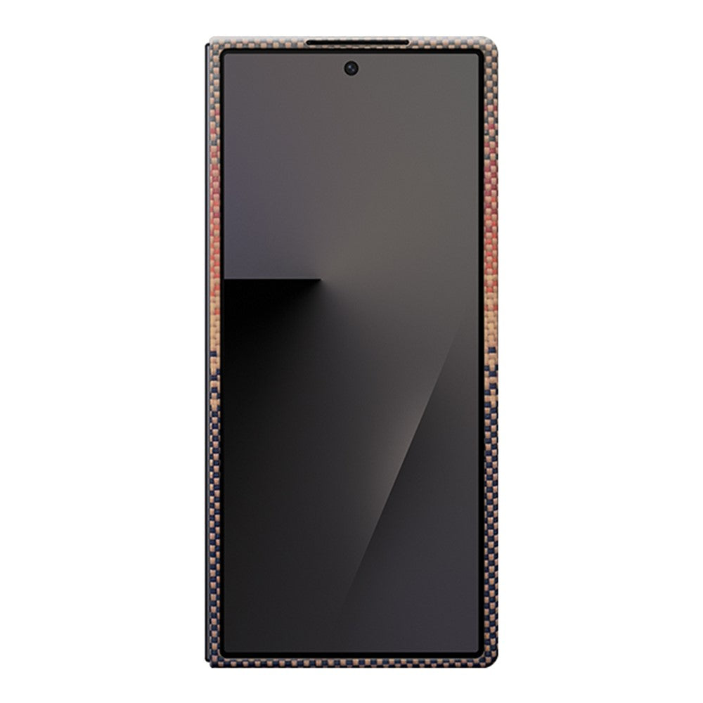 For Samsung Galaxy Z Fold7 5G Magnetic Case Precise Cutouts Gradient Aramid Fiber Folding Phone Cover with Metal Lens Frame - Sunset Yellow