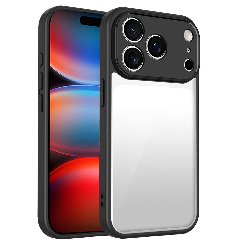 For iPhone 17 Pro Max Case Matte Skin Touch Clear PC + TPU Shockproof Phone Back Cover - Black