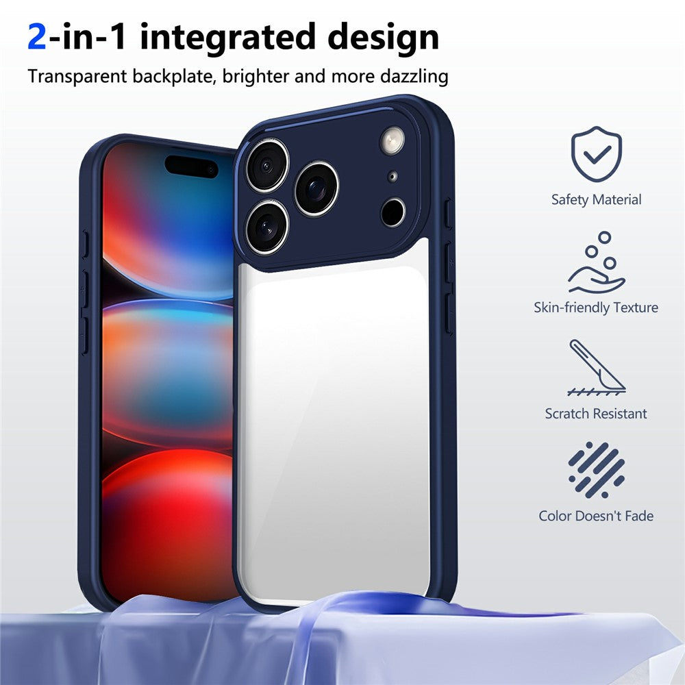 For iPhone 17 Pro Max Case Matte Skin Touch Clear PC + TPU Shockproof Phone Back Cover - Blue