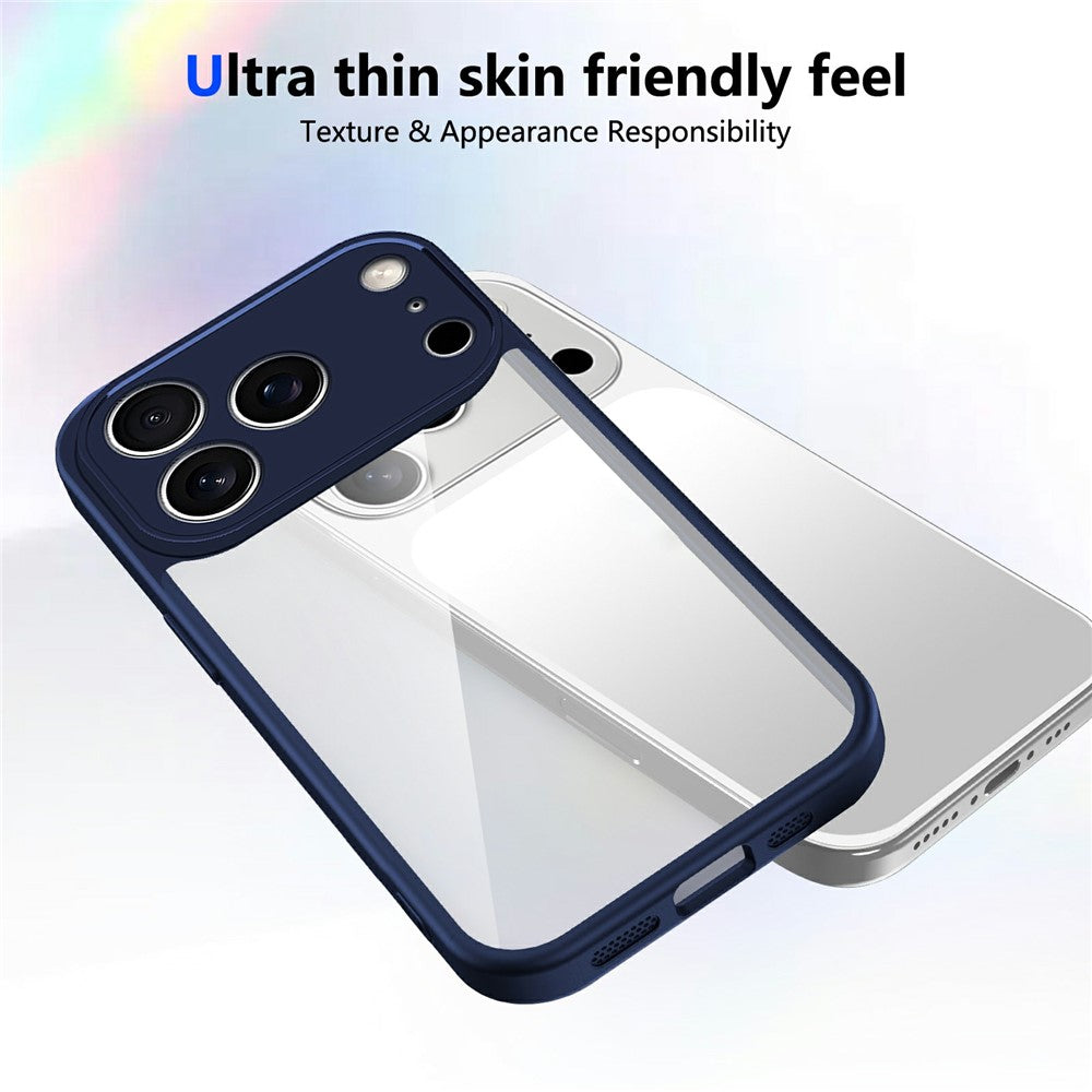 For iPhone 17 Pro Max Case Matte Skin Touch Clear PC + TPU Shockproof Phone Back Cover - Blue