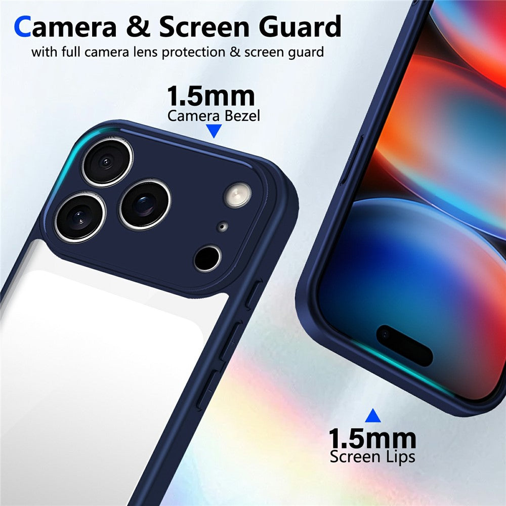 For iPhone 17 Pro Max Case Matte Skin Touch Clear PC + TPU Shockproof Phone Back Cover - Blue