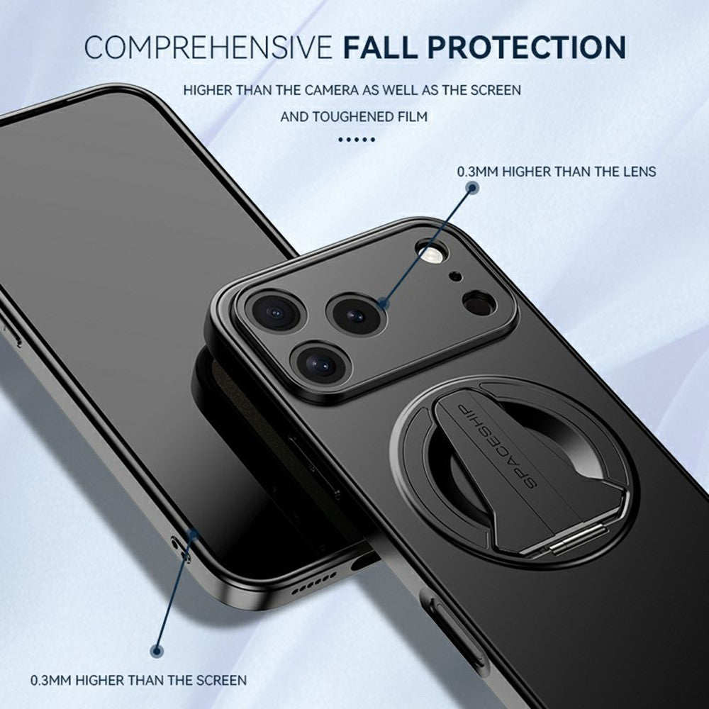 For iPhone 17 Pro Max Case Compatible with MagSafe Hidden Kickstand Skin-Feel Matte PC TPU Phone Back Cover - Black