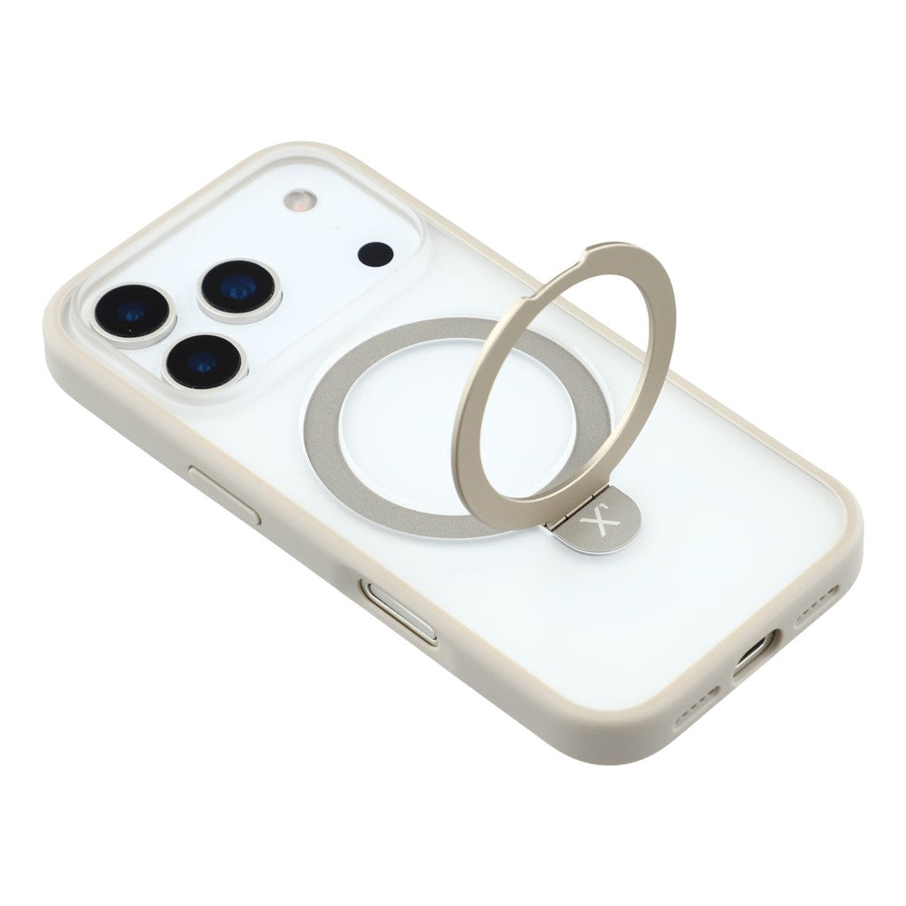X-LEVEL For iPhone 17 Pro Max Case Metal Kickstand TPU PC Phone Back Cover - Grey