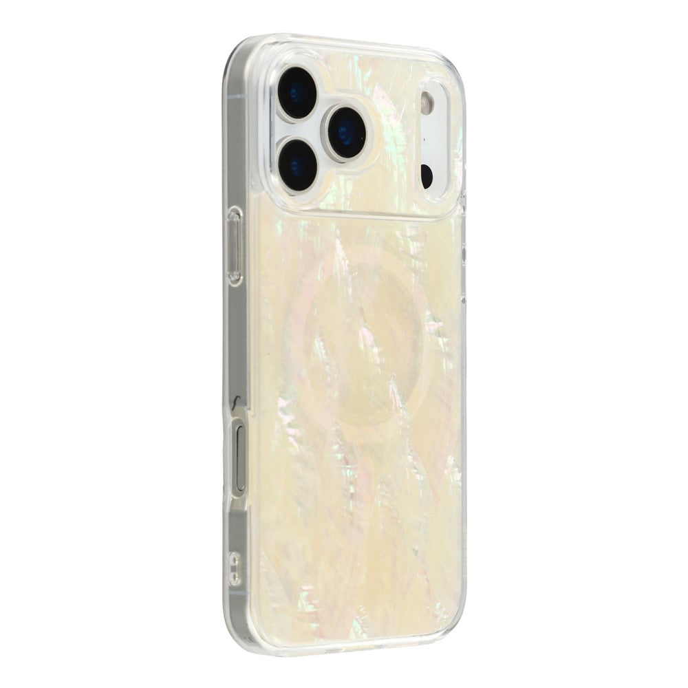 JAUCASE For iPhone 17 Pro Max Magnetic Case Natural Seashell Design TPU Phone Back Cover - Seashell Color