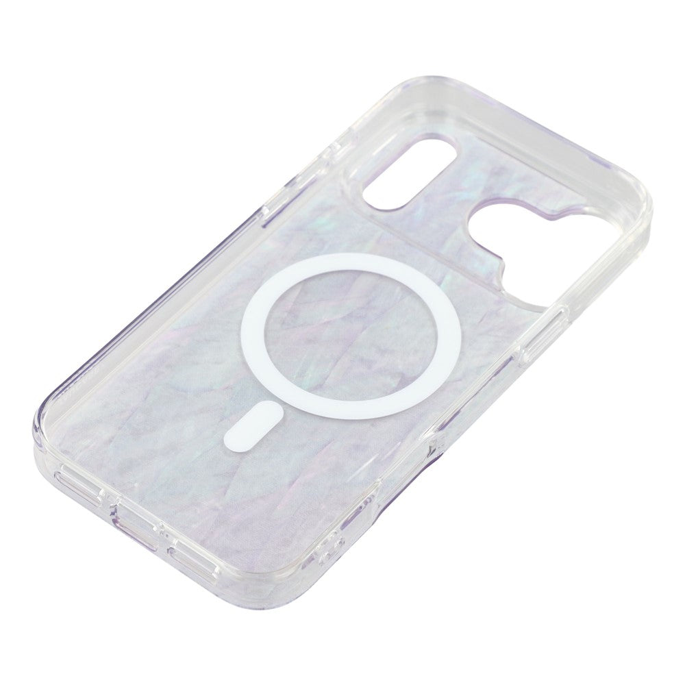 JAUCASE For iPhone 17 Pro Max Magnetic Case Natural Seashell Design TPU Phone Back Cover - Gradient Purple