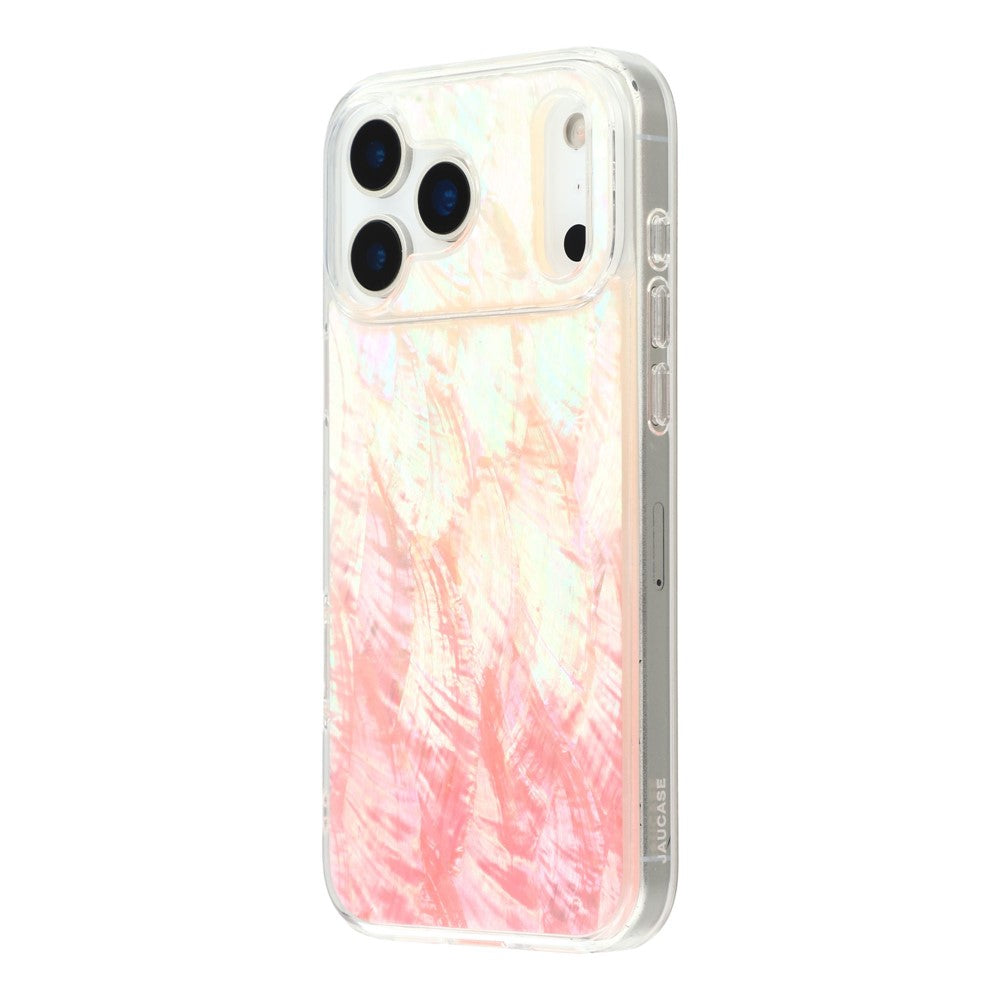 JAUCASE For iPhone 17 Pro Max Magnetic Case Natural Seashell Design TPU Phone Back Cover - Gradient Pink