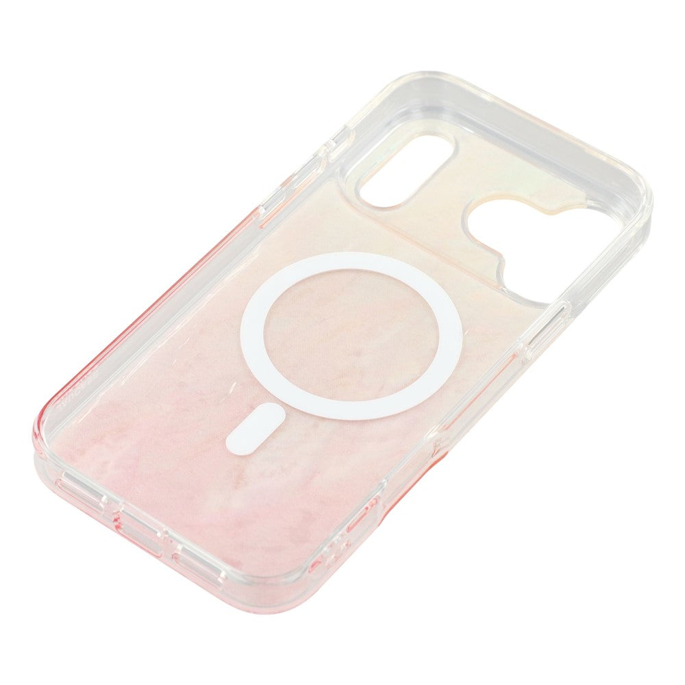 JAUCASE For iPhone 17 Pro Max Magnetic Case Natural Seashell Design TPU Phone Back Cover - Gradient Pink