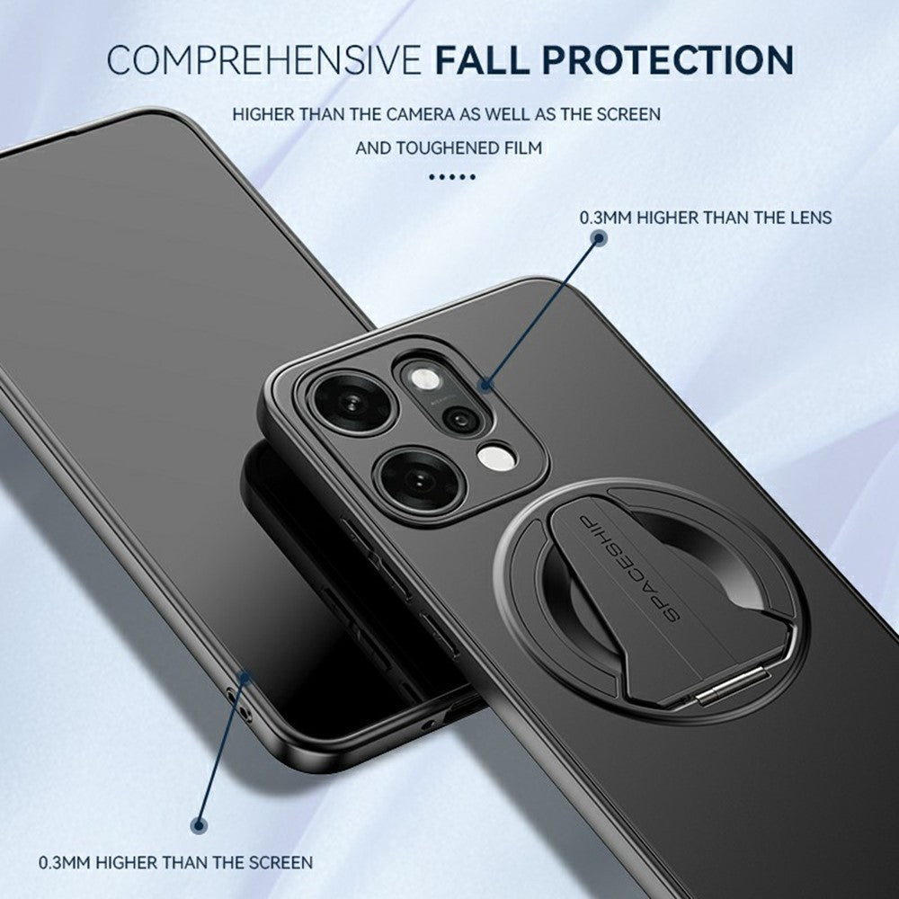 For Oppo Reno14 Pro 5G (Global) Case Compatible with MagSafe Hidden Kickstand Skin-Feel Matte PC TPU Phone Back Cover - Black