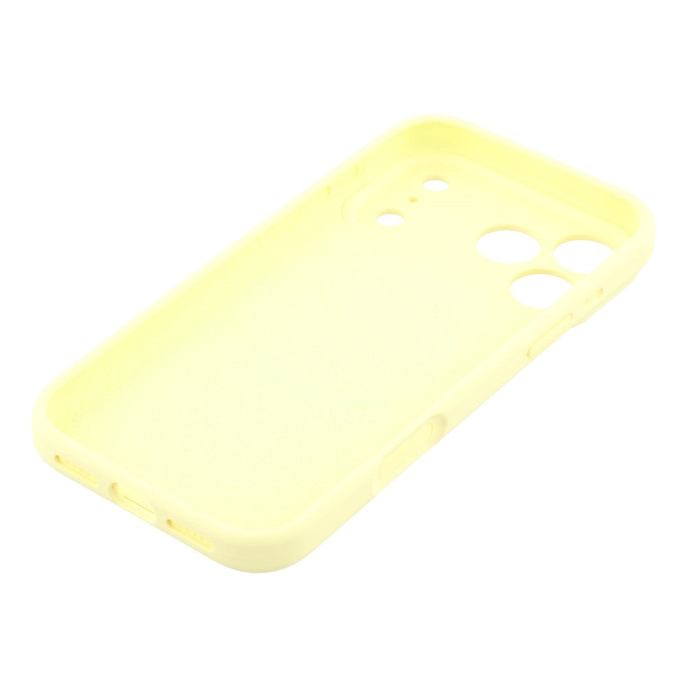 For iPhone 17 Pro Max Case Compatible with MagSafe Liquid Silicone + PC Phone Cover with Camera Touch Control Button - Light Yellow