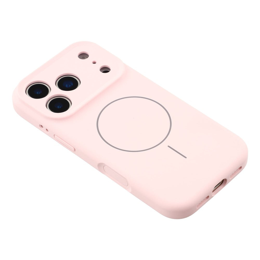 For iPhone 17 Pro Max Case Compatible with MagSafe Liquid Silicone + PC Phone Cover with Camera Touch Control Button - Pink