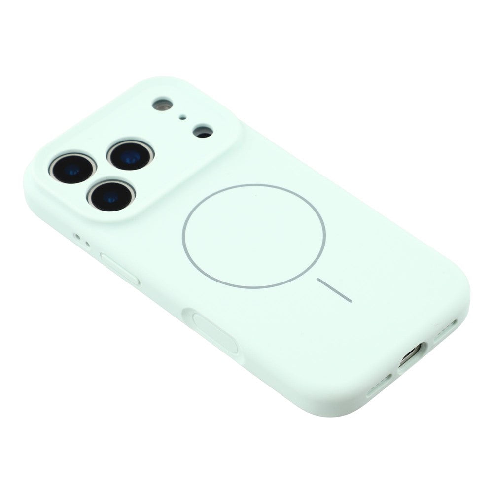 For iPhone 17 Pro Max Case Compatible with MagSafe Liquid Silicone + PC Phone Cover with Camera Touch Control Button - Light Green