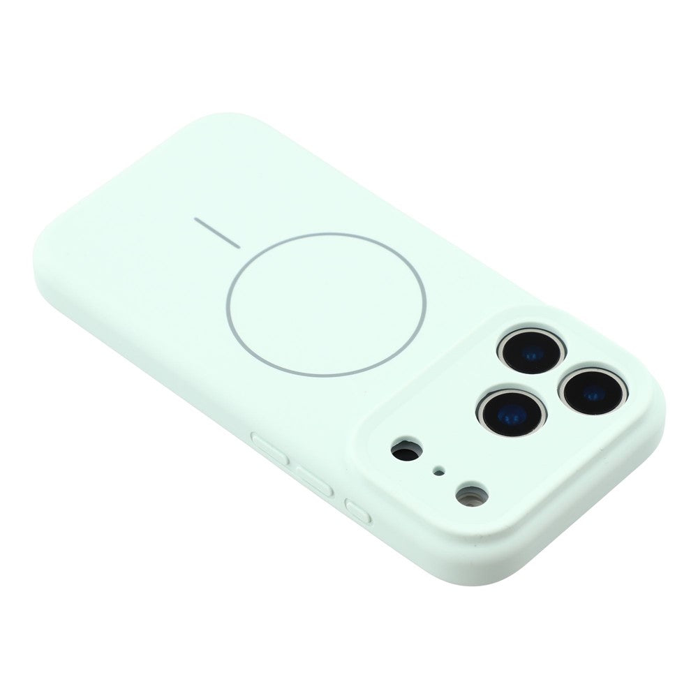 For iPhone 17 Pro Max Case Compatible with MagSafe Liquid Silicone + PC Phone Cover with Camera Touch Control Button - Light Green