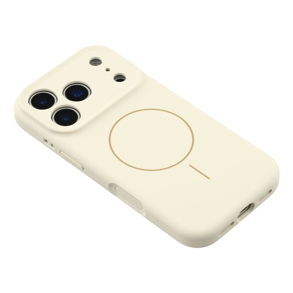 For iPhone 17 Pro Max Case Compatible with MagSafe Liquid Silicone + PC Phone Cover with Camera Touch Control Button - Antique White