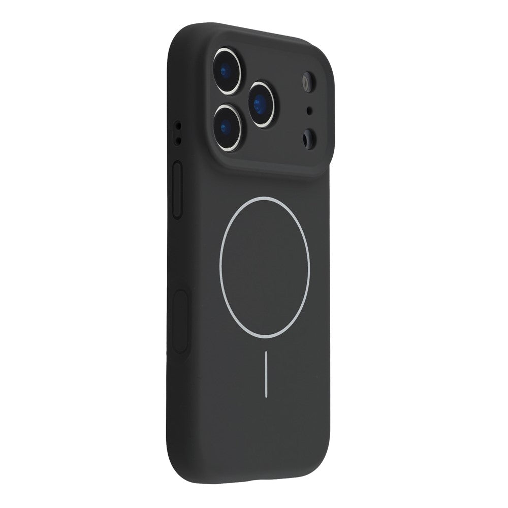 For iPhone 17 Pro Max Case Compatible with MagSafe Liquid Silicone + PC Phone Cover with Camera Touch Control Button - Black