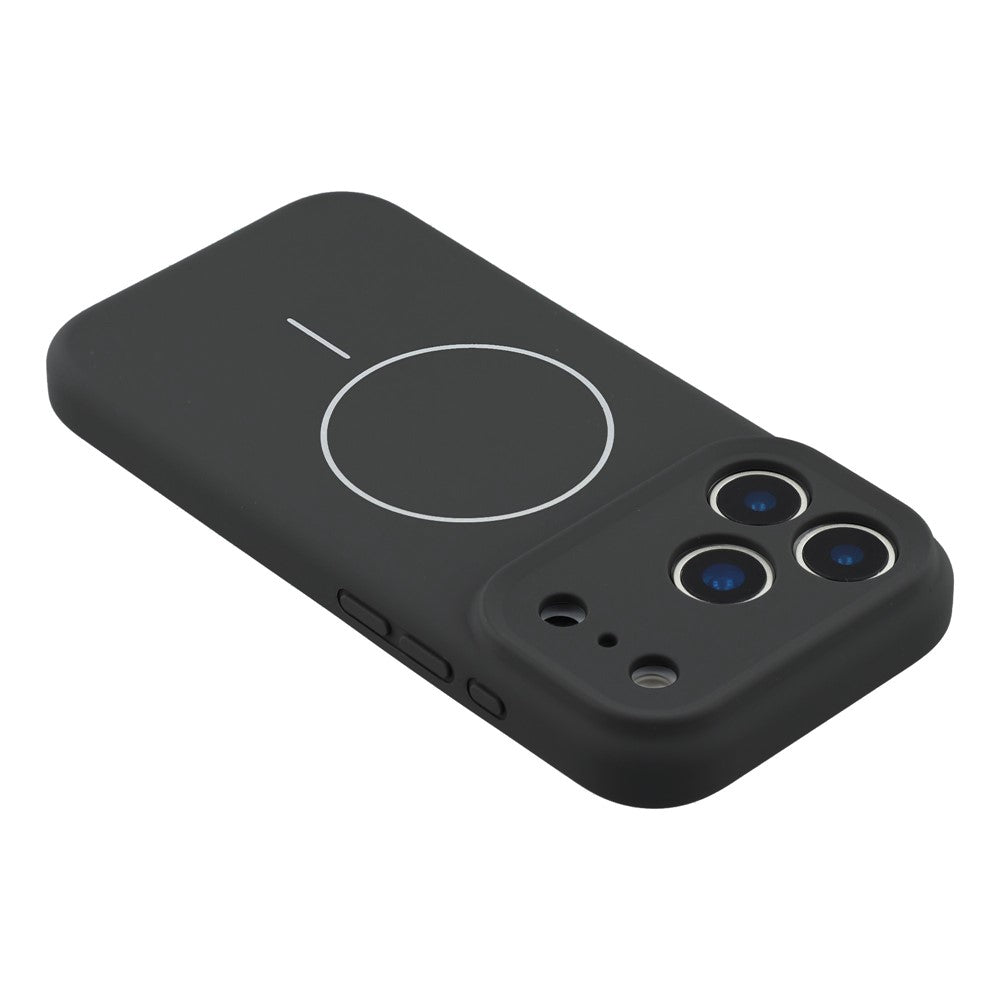 For iPhone 17 Pro Max Case Compatible with MagSafe Liquid Silicone + PC Phone Cover with Camera Touch Control Button - Black