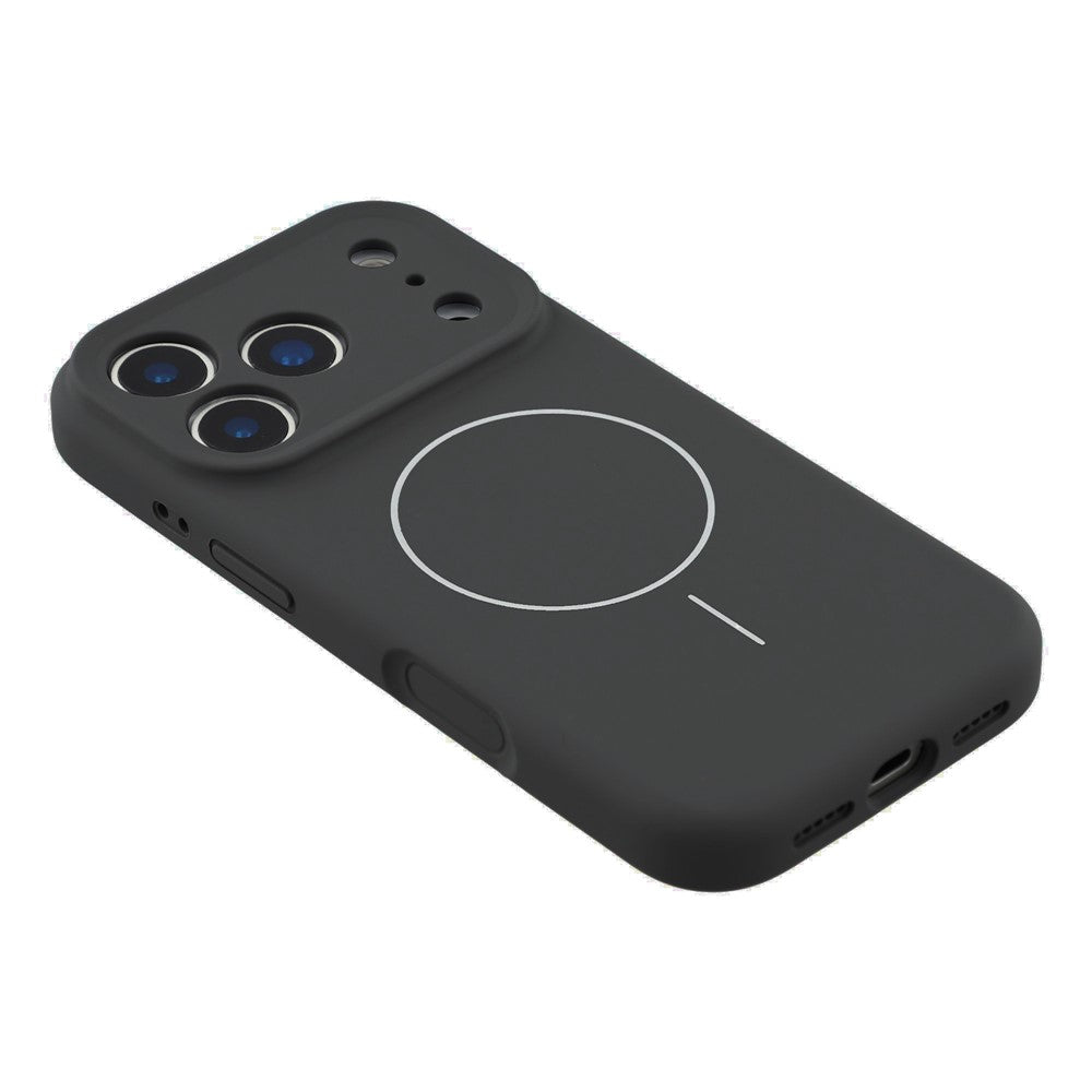 For iPhone 17 Pro Max Case Compatible with MagSafe Liquid Silicone + PC Phone Cover with Camera Touch Control Button - Black