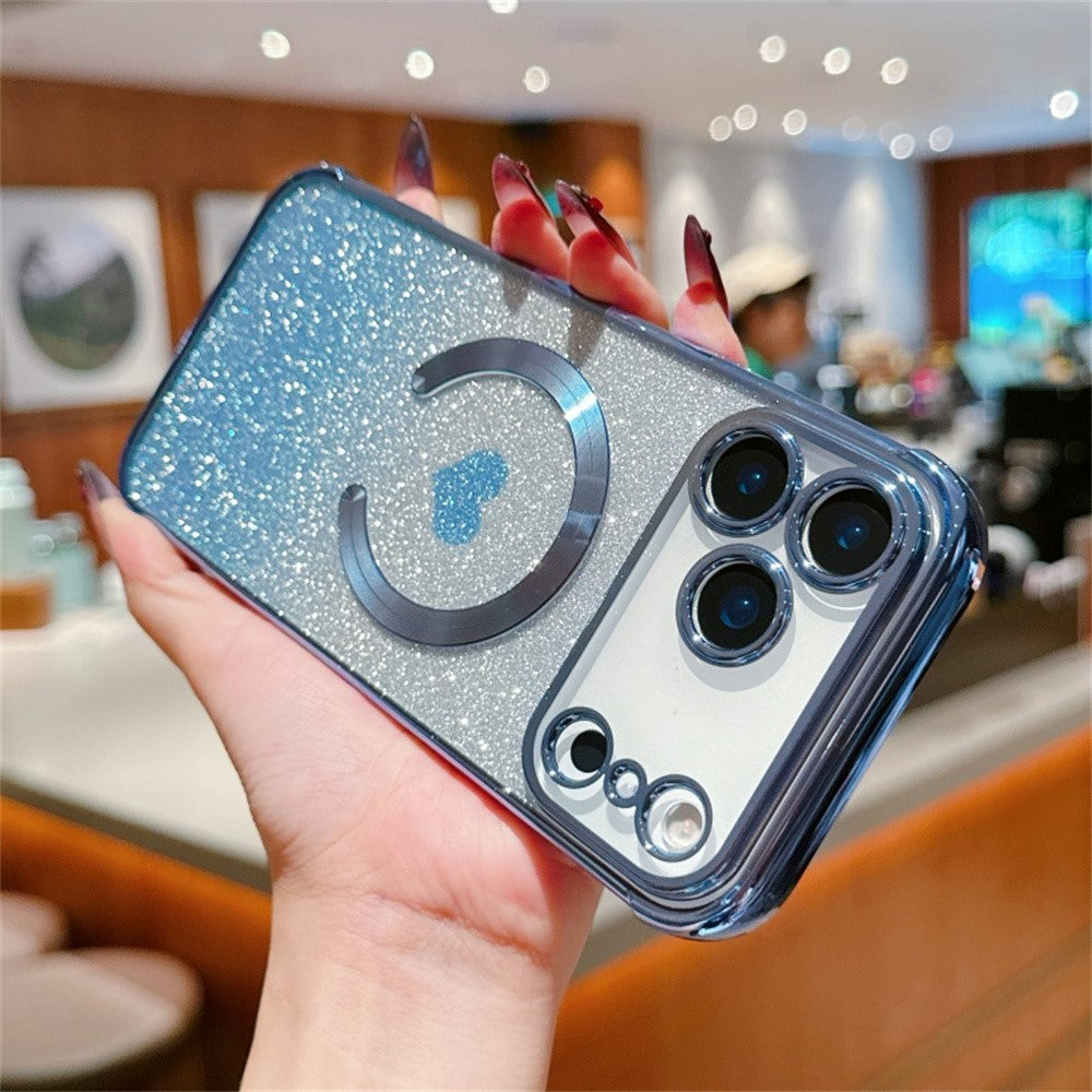 For iPhone 17 Pro Max Case Gradient Sparkle TPU Phone Cover Compatible with MagSafe - Blue
