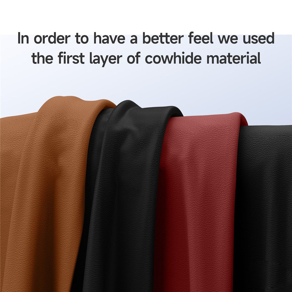 For iPhone 17 Pro Max Case Compatible with MagSafe Genuine Cow Leather+PC Kickstand Phone Cover - Brown