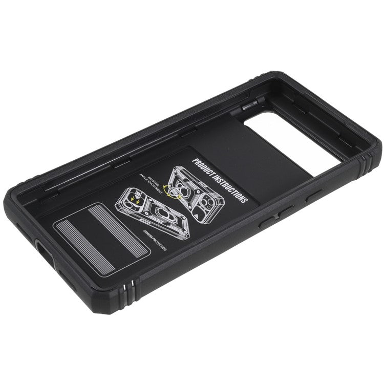 For Google Pixel 6 PC+TPU Kickstand Anti-drop Back Cover Sliding Camera Lens Protector Phone Case with Inner Card Holder Function - Black