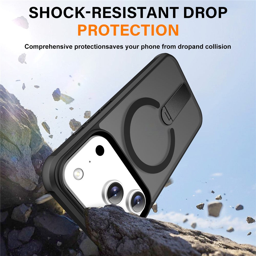 For iPhone 17 Pro Max Case Compatible with MagSafe Kickstand TPU + PC Drop Protection Phone Cover - Black